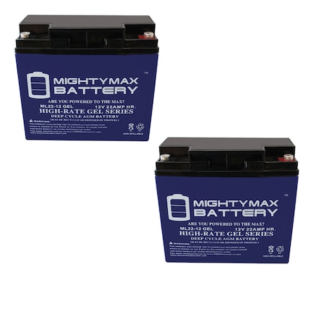 12V 22AH GEL Battery Replacement For Sunnyway SW12200 - 2 Pack
